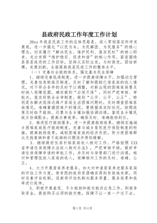 县政府民政工作年度工作计划