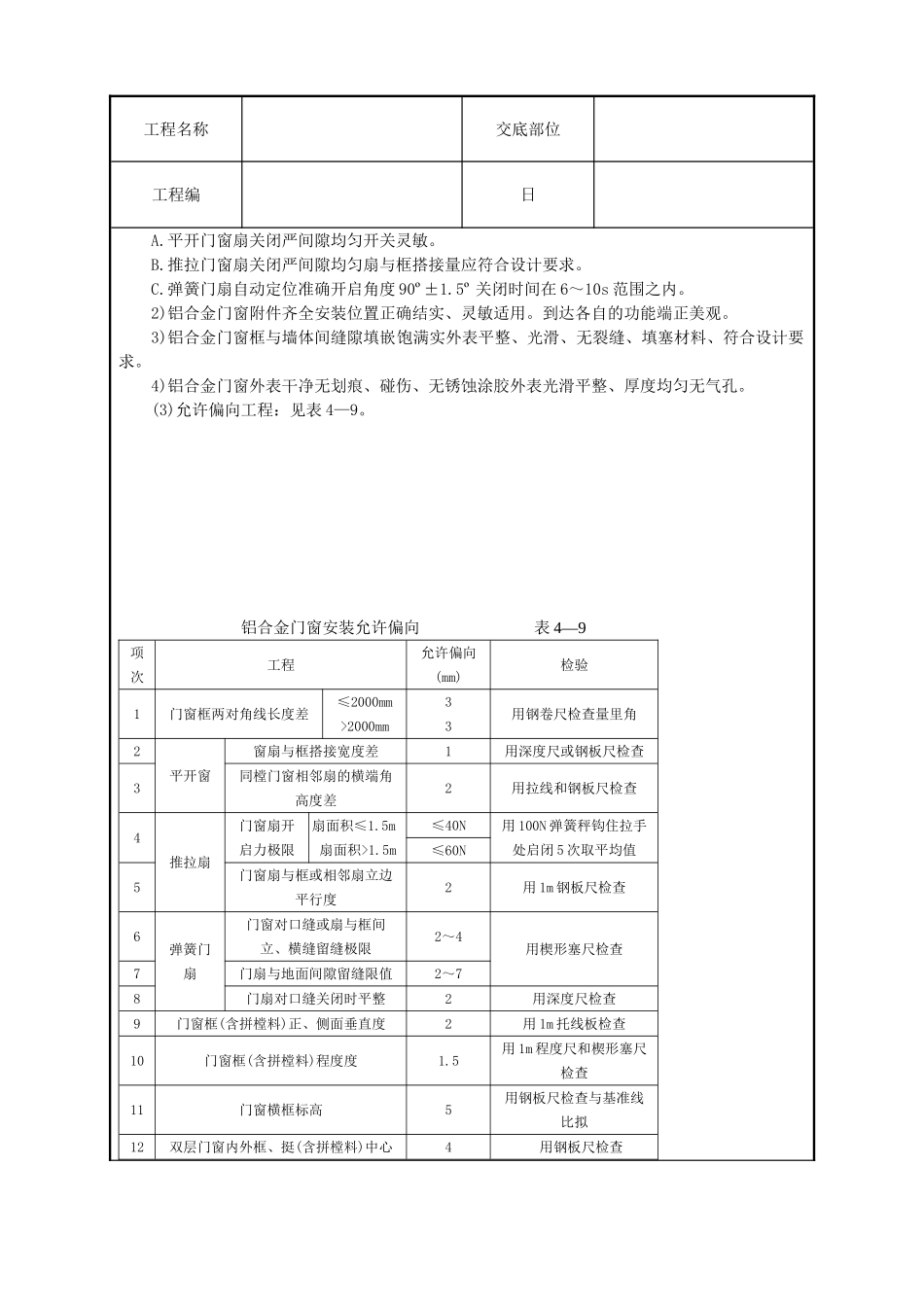 铝合金门窗安装技术交底_第3页