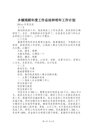 乡镇残联年度工作总结和明年工作计划