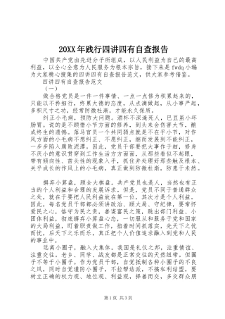 20XX年践行四讲四有自查报告