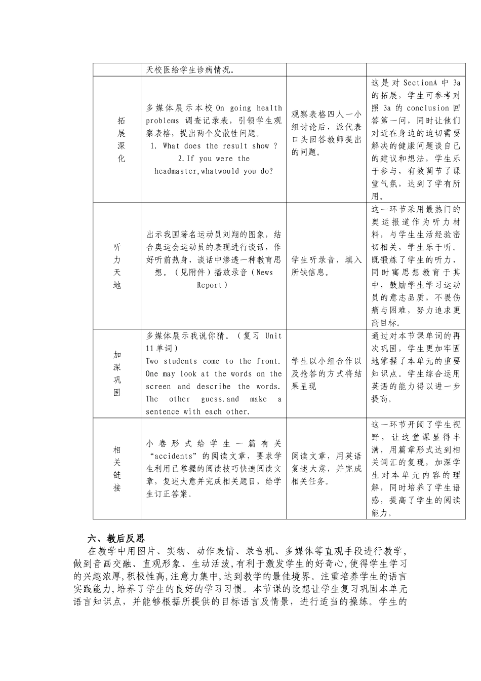 unit 11《i’ve broken my arm》单元教案（鲁教版九年级）doc--初中英语 _第3页