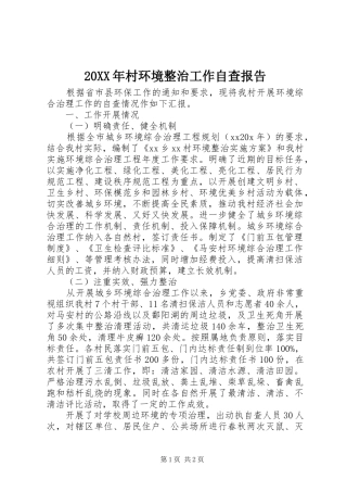 20XX年村环境整治工作自查报告