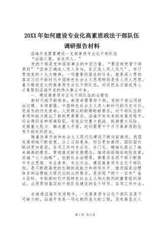 20XX年如何建设专业化高素质政法干部队伍调研报告材料 (5)
