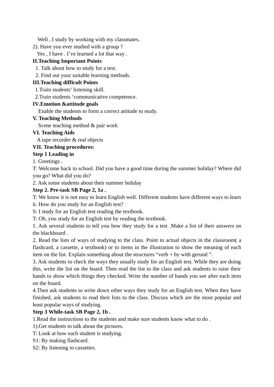 unit 1《how do you study for a test》（2008年海南省海口地区）教学设计（人教新目标九年级）doc--初中英语 _第2页