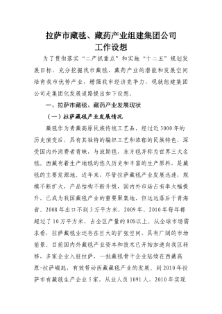 拉萨市藏药藏毯产业发展工作设想2