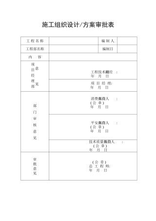 施工组织设计方案审批表