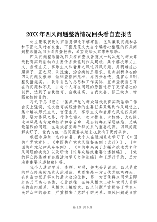 20XX年四风问题整治情况回头看自查报告