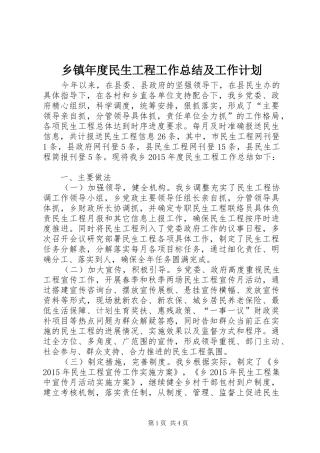 乡镇年度民生工程工作总结及工作计划