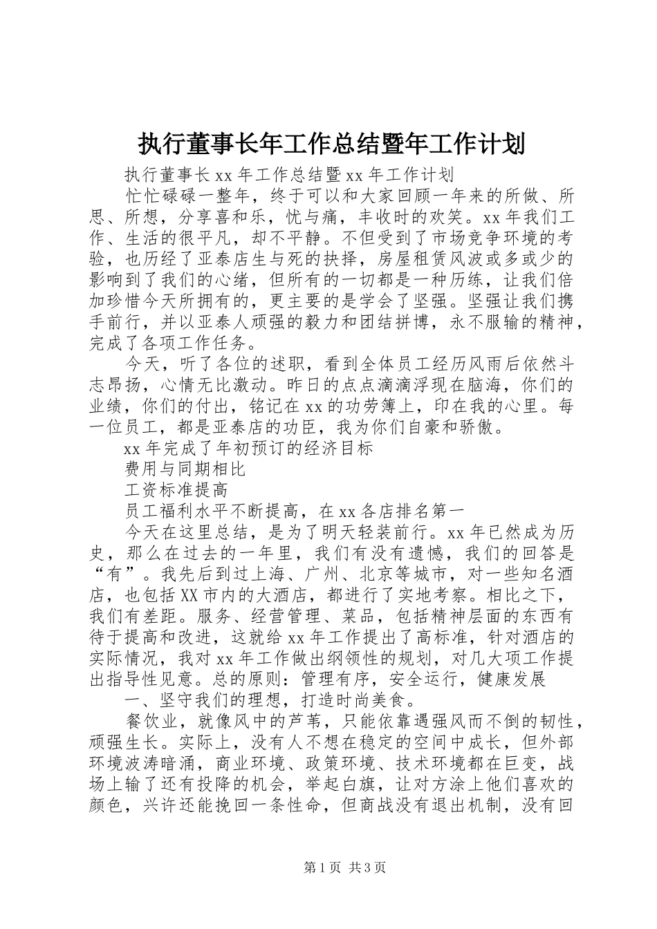 执行董事长年工作总结暨年工作计划_第1页