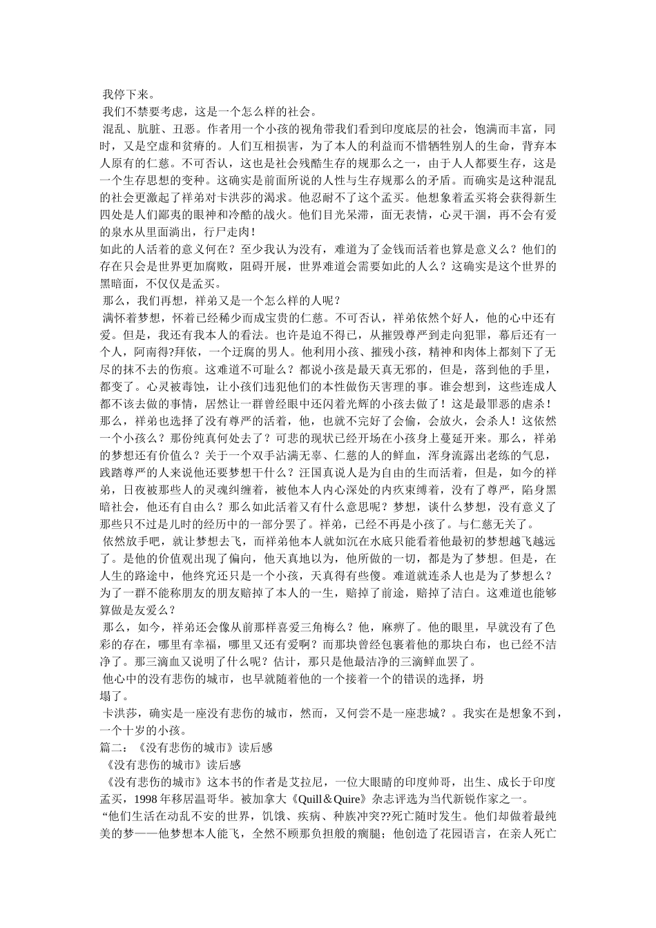 《没有悲伤的城市》读后感 _第2页