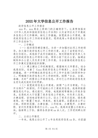 20XX年大学信息公开工作报告 