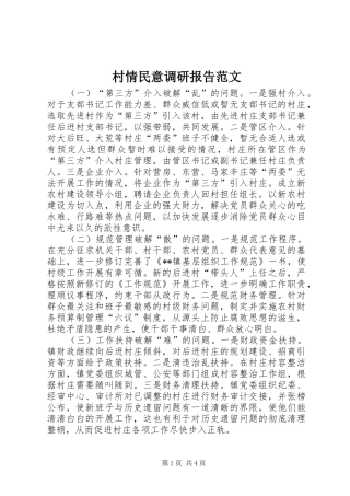 村情民意调研报告范文 