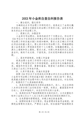 20XX年小金库自查自纠报告表