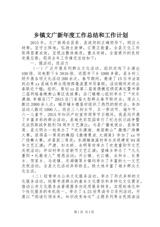 乡镇文广新年度工作总结和工作计划