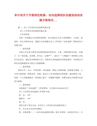 审计局关于开展岗位轮换、双向选择的队伍建设活动实施方案相关 