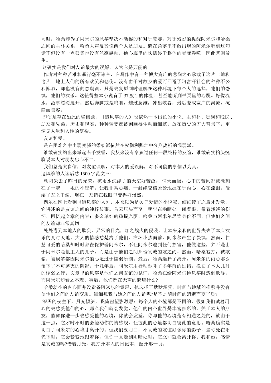 《追风筝的人》读后感 _第3页