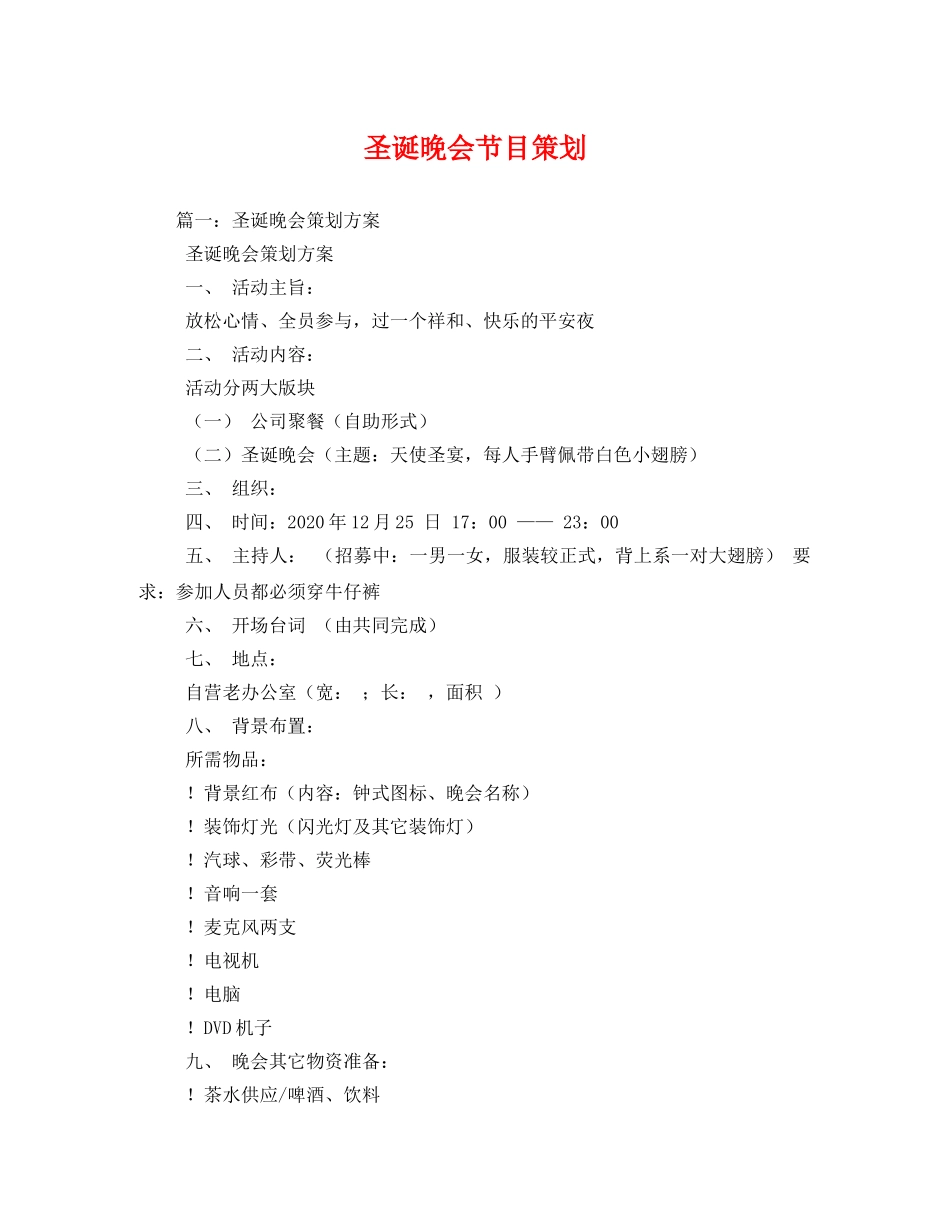 圣诞晚会节目策划 _第1页