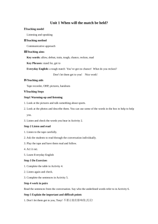 module 3《sporting life》unit 1 教案（外研版九年级上）doc--初中英语 