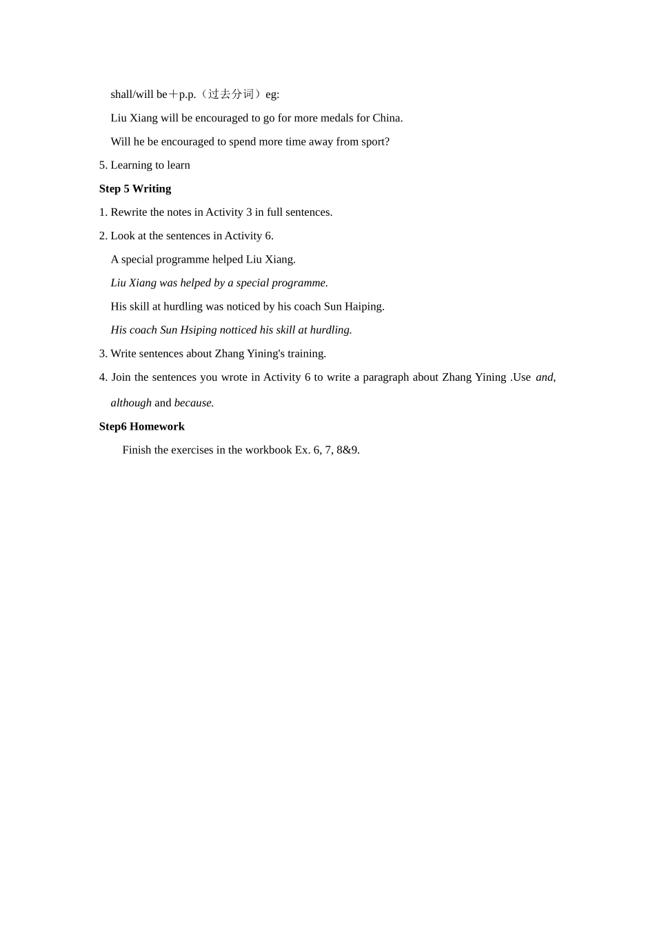 module 3《sporting life》unit 2 教案（外研版九年级上）doc--初中英语 _第3页