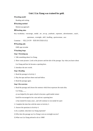 module 3《sporting life》unit 2 教案（外研版九年级上）doc--初中英语 