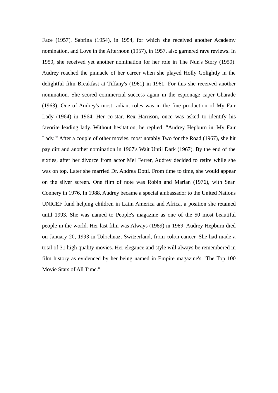 biography for audrey hepburndoc--初中英语 _第2页