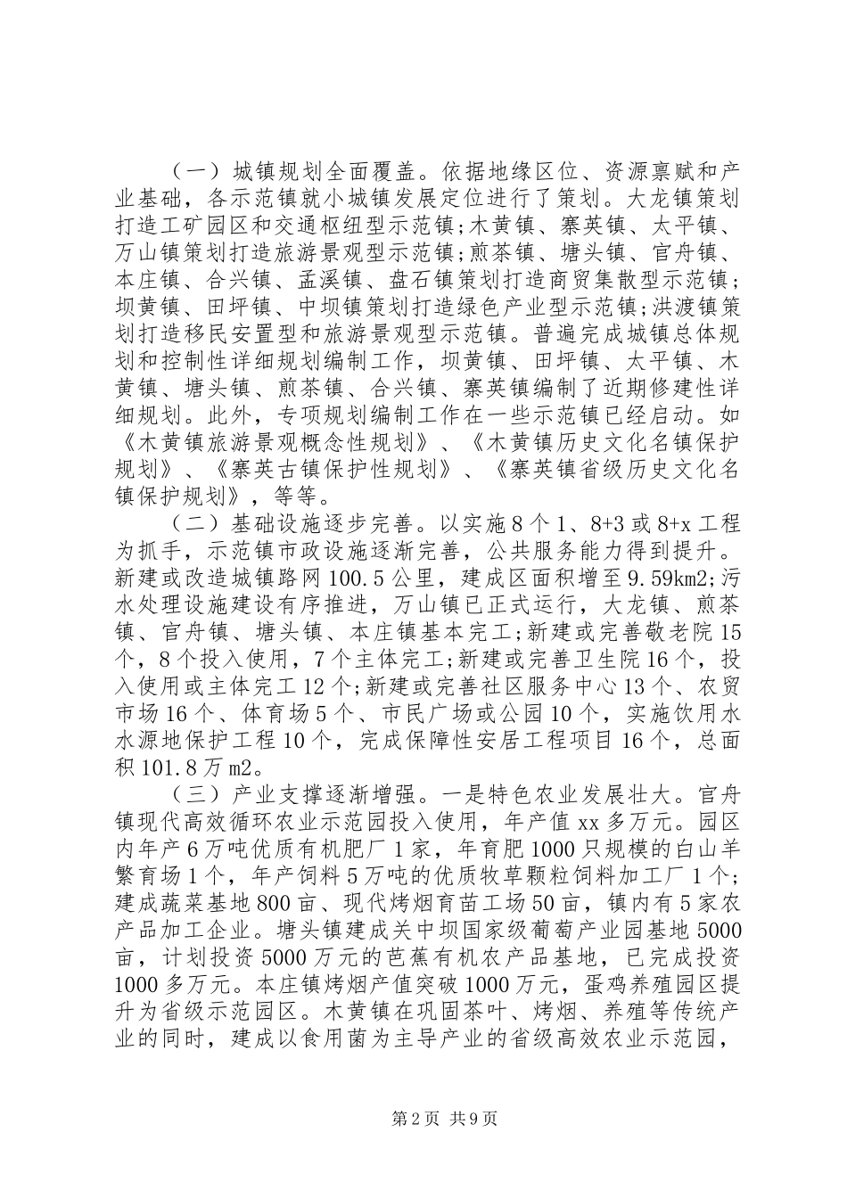 20XX年市示范小城镇建设调研报告_第2页