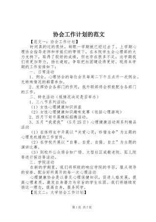 协会工作计划的范文