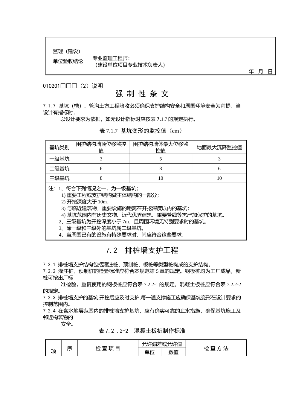 排桩墙支护工程检验批质量验收记录_第2页