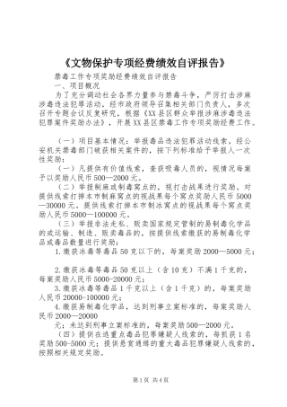 《文物保护专项经费绩效自评报告》 