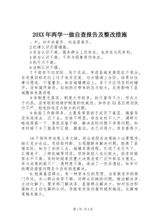 20XX年两学一做自查报告及整改措施