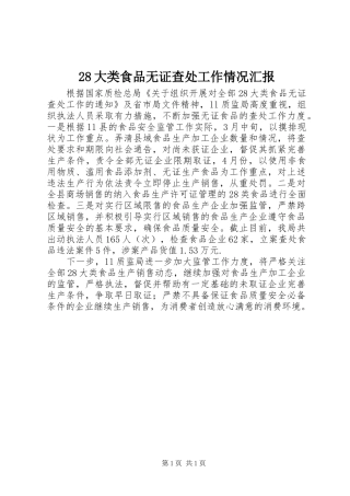 28大类食品无证查处工作情况汇报