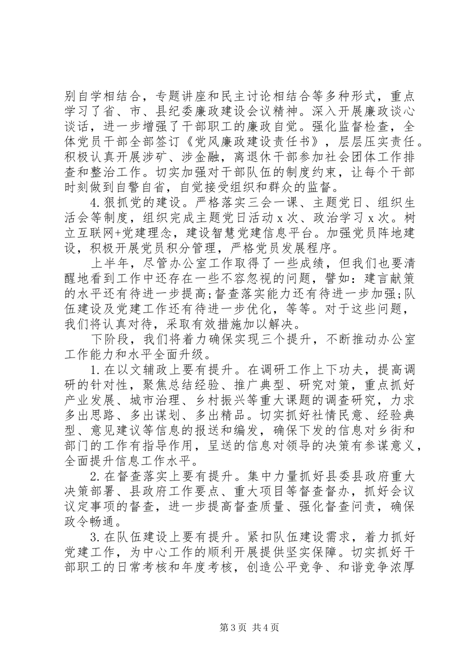 县政府办XX年上半年工作总结和下半年工作计划_第3页