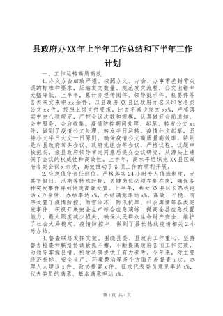 县政府办XX年上半年工作总结和下半年工作计划