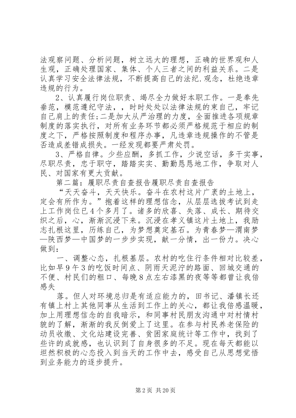 20XX年履职尽责自查报告_第2页