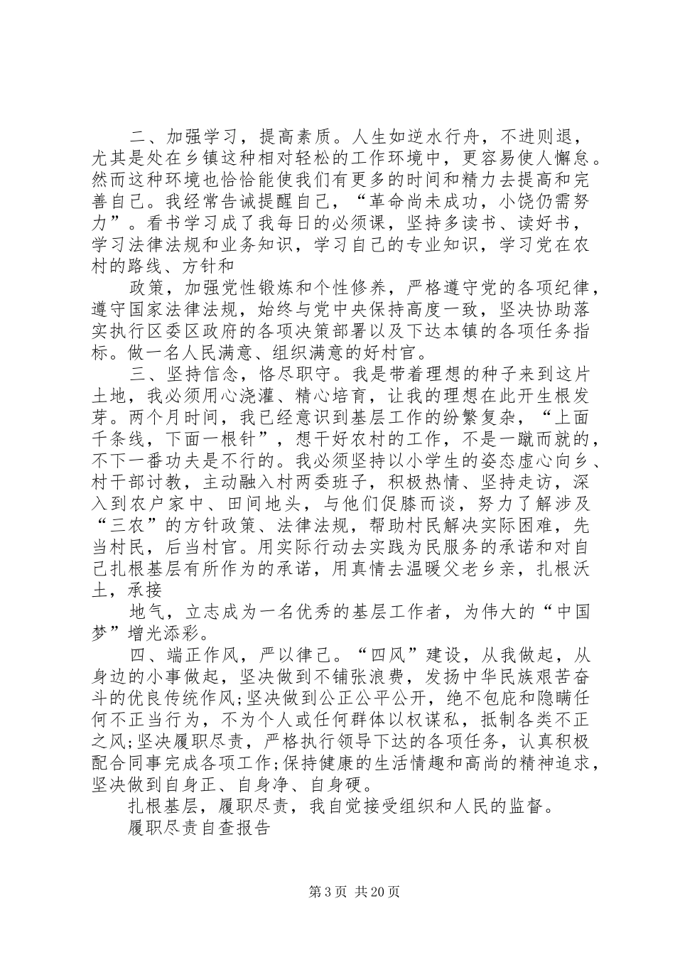 20XX年履职尽责自查报告_第3页