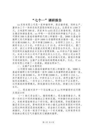 “七个一”调研报告 