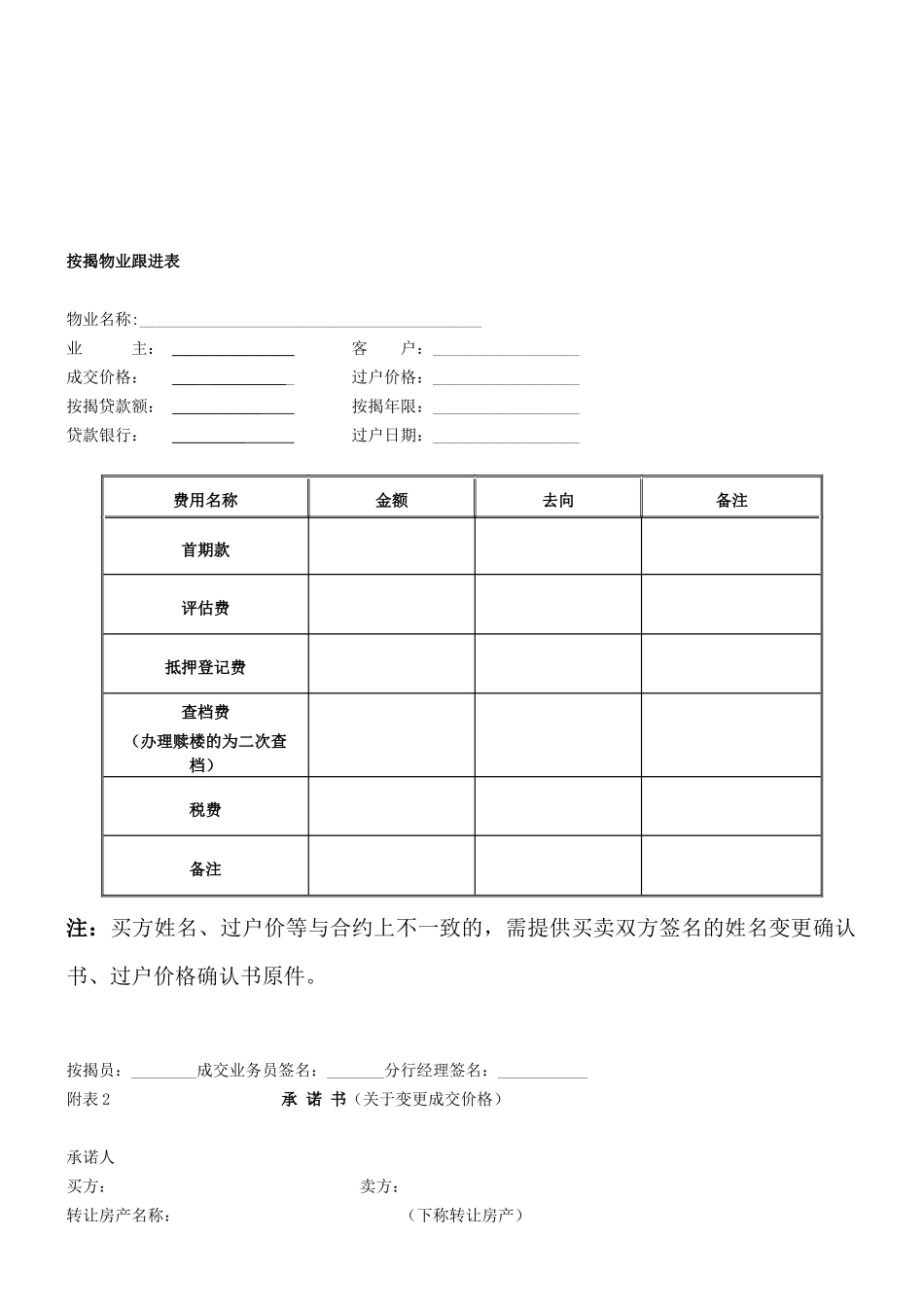按揭物业跟进表范本_第1页
