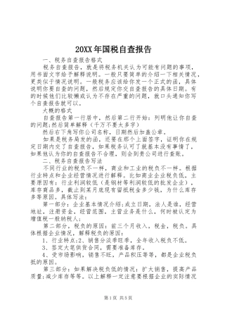 20XX年国税自查报告