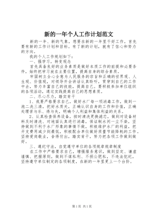 新的一年个人工作计划范文
