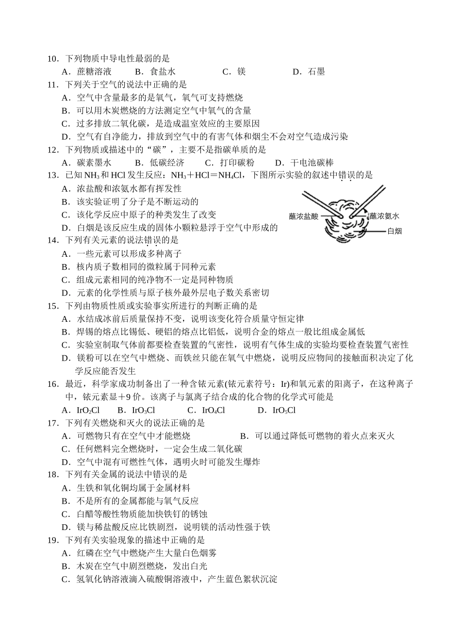 2016.1苏州高新区九年级化学期末试卷及答案 _第2页
