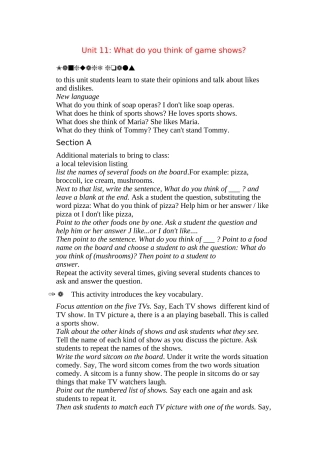 unit 11 what do you think of game shows 教案（人教新目标七年级下） (1)doc--初中英语 