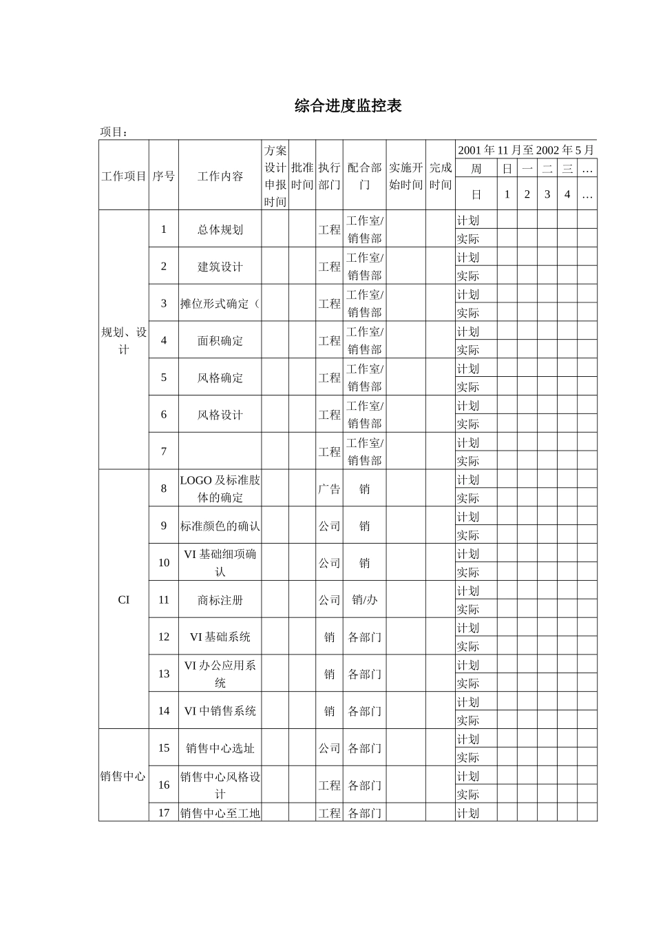 房地产综合进度监控表_第1页