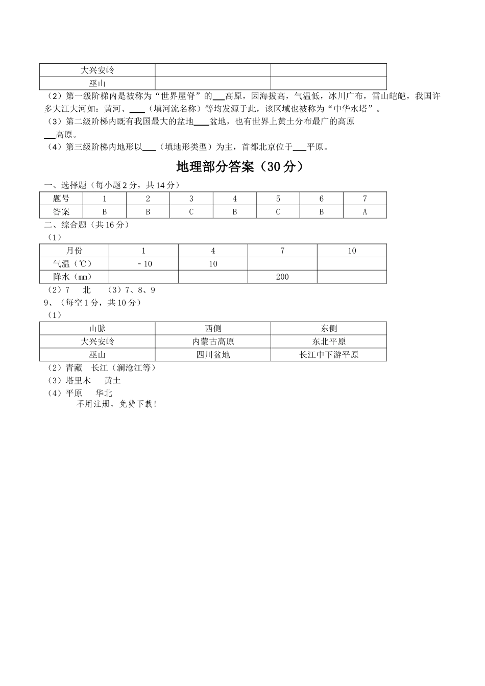 2017年白银市中考地理试卷及答案 _第3页