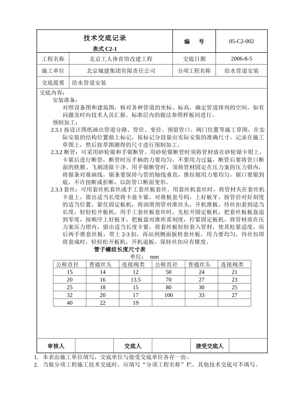 技术交底记录给水管安装_第2页