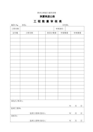 施管表   工程数量审核表