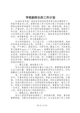 学校副校长的工作计划
