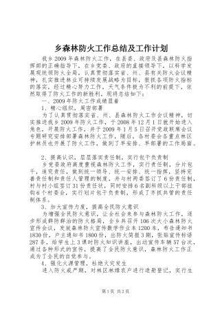 乡森林防火工作总结及工作计划