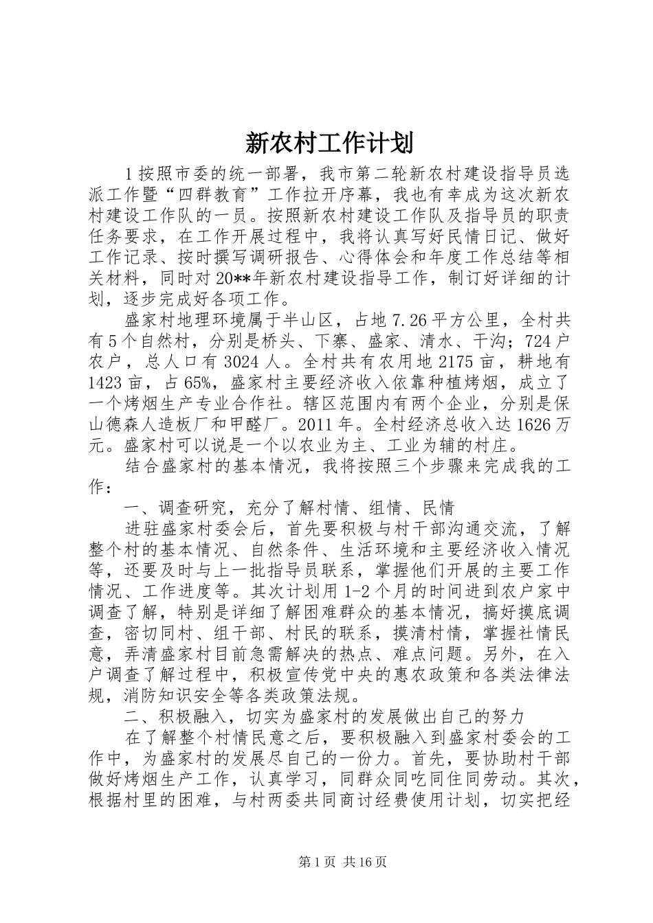 新农村工作计划_第1页