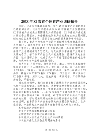 20XX年XX市首个体育产业调研报告