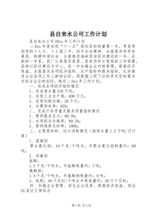 县自来水公司工作计划